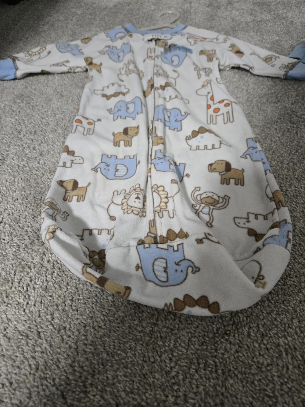 Blue and Cream Baby Sleep Gowns - Animal Print Kids Pajamas